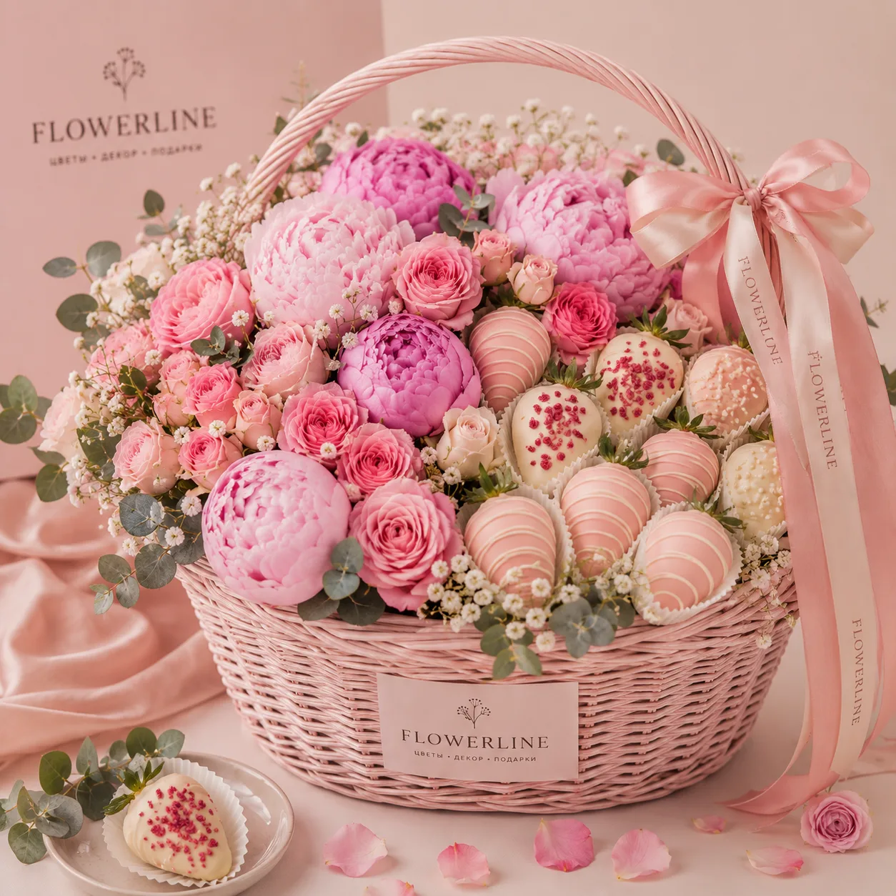 Strawberry Peony Basket