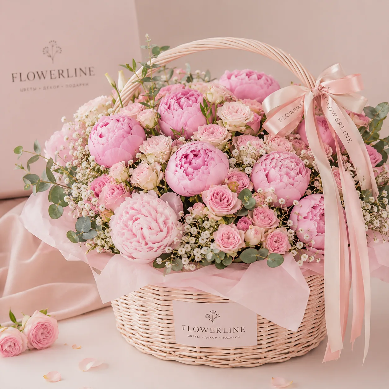 Pink Peony Basket